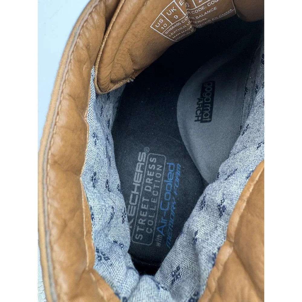 Skechers Boots Mens Size 10 Brown Leather Chukka Ankle Street Dress SN66405